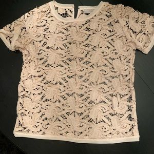 Ann Taylor Loft Lace Top size small pale pink